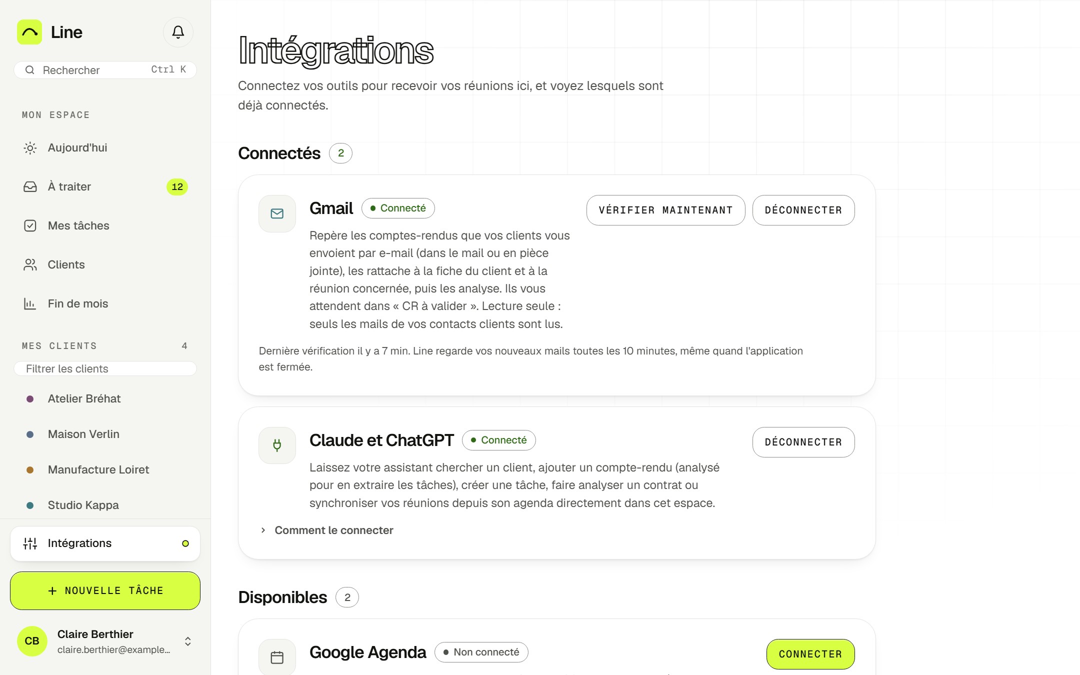 Écran de Line : Tout au même endroit